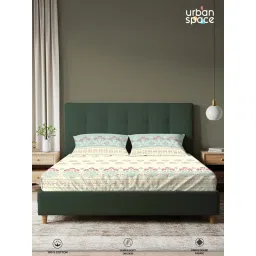 Urban Space Cream Serene 220 Tc Cotton Bedsheets with 2 Pillow Covers (Pack of 3) image 4