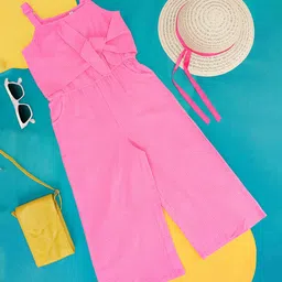 Pantaloons Junior Sleeveless  Solid Jumpsuit - Pink-picture-39