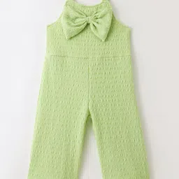 Little Kangaroos Georgette Knit Sleeveless Jumpsuit with Bow Applique - Pista Green-image-71