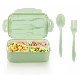 ATTRO Carbon Plastic Lunch Box with 3 Compartment, Stylish lidGreen - 1100 ml-picture-20