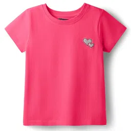 Pine Kids Cotton Knit Half Sleeves T-Shirt With Heart Print - Love Potion Pink-picture-13