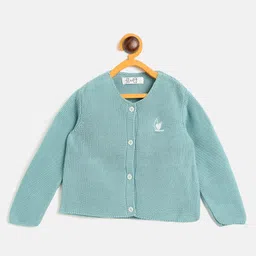 JWAAQ Cotton Knit Full Sleeves Heart Embroidered Sweater - Teal-picture-21