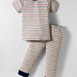 Kidi Wav Full Sleeves Striped Tee & Pant Set - Multi Colour-picture-26