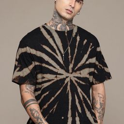 Moda Rapido Washed Effect Tie & Dyed Drop-Shoulder Sleeves Oversized Fit T-shirt-picture-43