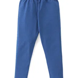 Babyhug Cotton Lycra Knit Full Length Leggings Star Print- Navy Blue image 2