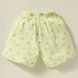 Simply Sinker Knit Knee Length Shorts With Butterfly & Rainbow Print Pack Of 3 - Lilac & Light Green image 2