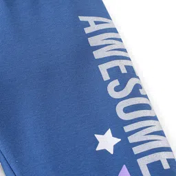 Babyhug Cotton Lycra Knit Full Length Leggings Star Print- Navy Blue image 3