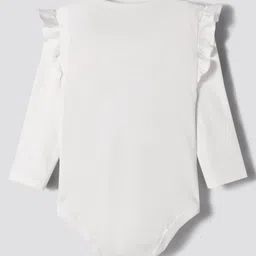 Bonfino 100% Cotton Full Sleeves Bow Printed Onesies With Leggings & Headband - Red & White image 3