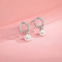 GIVA 925 Silver-Plated Circular Zircon Studded Drop Earrings-picture-11