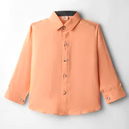 Rikidoos Full Sleeves Solid Shirt Pant With Bow & Suspender Set - Peach & Dark Grey image 3