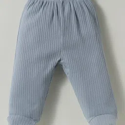 Simply Interlock Knit Full Sleeves Footed Night Suit with Text Print - Light Blue image 4