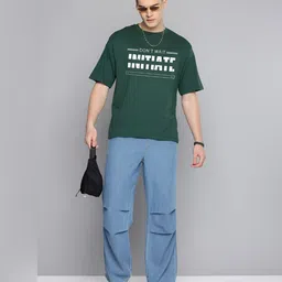 R.Code by The Roadster Life Co. Men Typography Printed Round Neck Cotton Oversized T-shirt-picture-37