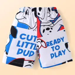 Babyhug Disney Single Jersey KnitHalf Sleeves Shorts Night Suit With 101 Dalmatians Print - Blue & White image 5