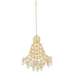 Fida Kundan Pearls Beads Gold-Plated Maangtikka for Women image 4