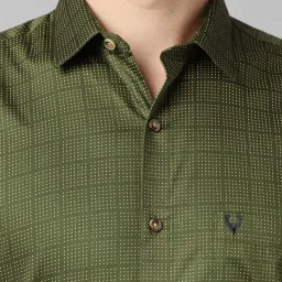 Allen Solly Green Cotton Slim Fit Checks Shirt image 4