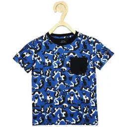 Peter England Kids Dark Blue Printed  T-Shirt-image-30