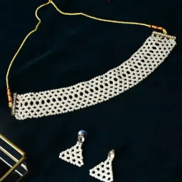 Zaveri Pearls Gold Tone Pearl Choker Necklace & Earring Set-ZPFK10761-picture-10