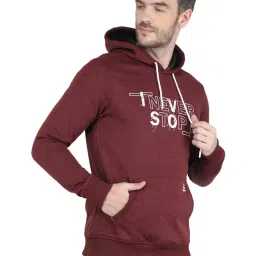 Rock.it Maroon Regular Fit Printed Hooded Sweatshirt image 3