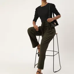 Veni Vidi Vici Women Black Solid Regular Top image 4