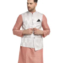 NEUDIS Light Grey Printed Nehru Jacket image 1
