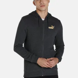 Puma Grey Cotton Slim Fit Hooded Jacket image 1
