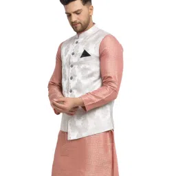 NEUDIS Light Grey Printed Nehru Jacket image 3