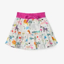 The Souled Store Girls White Cotton Printed Regular Fit Skirts-image-65