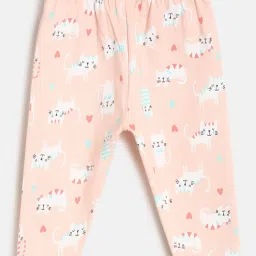 MINIKLUB Kids Peach Printed Full Sleeves T-Shirt with Pants image 4