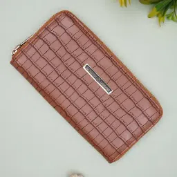 Carlton London Tan Textured Small Zip around Wallet for Women-image-16