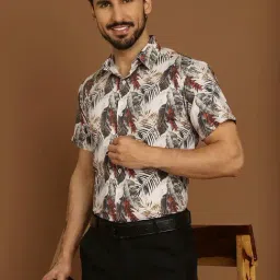 Indian Needle Red Regular Fit Floral Print Shirt-picture-14