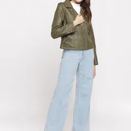 Latin Quarters Green Faux Leather Wrap Jacket image 5