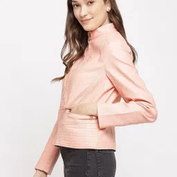 Latin Quarters Pink Faux Leather Biker Jacket image 3