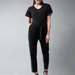 DOLCE CRUDO Black Tie Up Jumpsuit-image-0