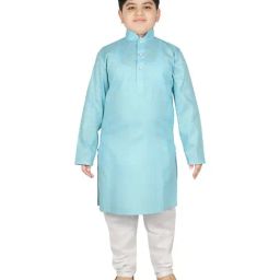 SG Yuvraj Kids Sky Blue Regular Fit Kurta Set-picture-47