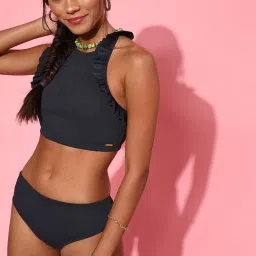 Da Intimo Navy Halter Neck Bralette Brief Set image 1