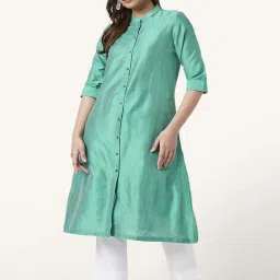 Rangmanch by Pantaloons Green Printed A Line Kurta image 4