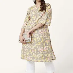 Rangmanch by Pantaloons Grey Cotton Printed A Line Kurta image 4