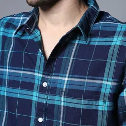 High Star Navy Relaxed Fit Checks Shirt image 4