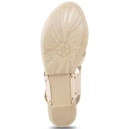 Mochi Women's Beige Cross Strap Wedges image 4