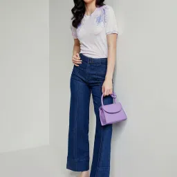 AND Blue Blended Flared Fit Mid Rise Jeans image 4