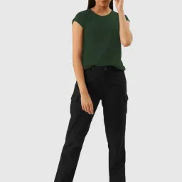 IVOC Black Relaxed Fit Mid Rise Trousers image 4