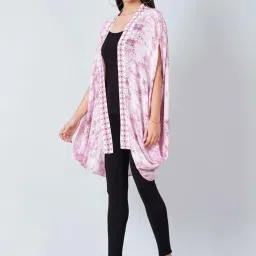 First Resort By Ramola Bachchan Pink Animal Print Cape image 4