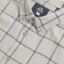 The Bear House Light Grey Slim Fit Check Cotton Shirt image 4