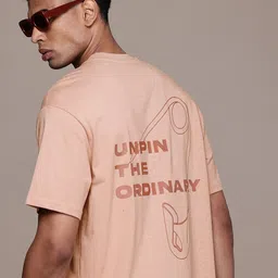 WROGN Pure Cotton Typography Printed Drop-Shoulder Sleeves Oversized Pocket T-shirt-picture-20