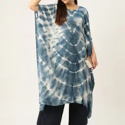 maaesa Blue Printed A Line Kaftan image 4