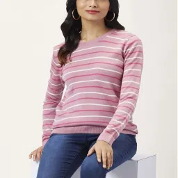 Honey by Pantaloons Pink Striped Sweater image 4