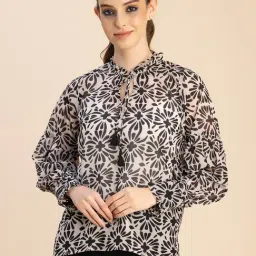 Moomaya Black & Beige Printed Top-picture-26