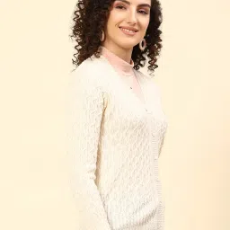 Monte Carlo Cream Self Design Cardigan image 4