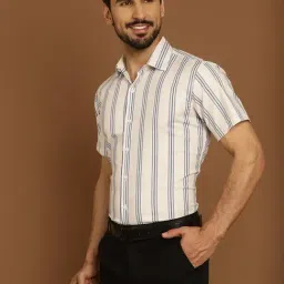 Indian Needle Cream Regular Fit Striped Shirt-image-70