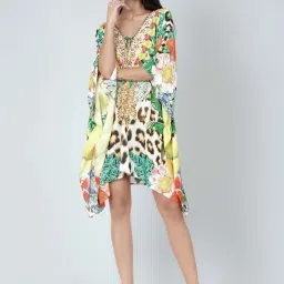 First Resort By Ramola Bachchan Multicoloured Animal And Fruit Print Kaftan Tunic image 4